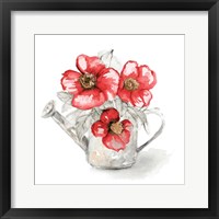 Red Florals In Watering Can I Framed Print