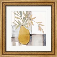 Framed 'Golden Afternoon Bamboo Leaves I' border=