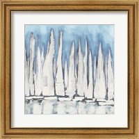 Framed 'White Sailboat Crowd I' border=