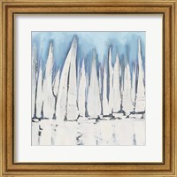 Framed 'White Sailboat Crowd II' border=