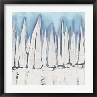 Framed 'White Sailboat Crowd II' border=