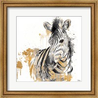 Framed 'Water Zebra with Gold' border=