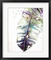 Watercolor Plantain Leaves with Purple II Framed Print
