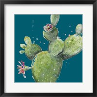 Natural Desert Cactus On Blue I Framed Print