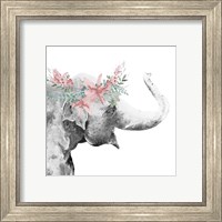 Framed 'Water Elephant with Flower Crown Square' border=