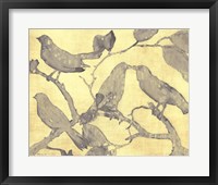 Yellow-Gray Birds 1 Framed Print