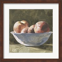 Framed 'Bowl of Peaches I' border=