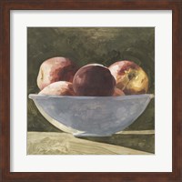 Framed 'Bowl of Peaches II' border=