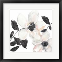 Framed 'Black & Blush Anemone I' border=