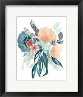 Teal & Peach Bouquet II Framed Print