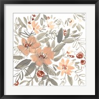 Framed Peach & Rust Blooms I