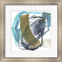 Framed 'Olive & Blue Gesture I' border=