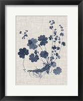 Navy & Linen Leaves I Framed Print