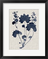 Framed Navy & Linen Leaves III