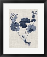 Navy & Linen Leaves IV Framed Print