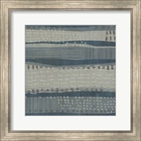 Framed 'Blue Dusk Textile I' border=