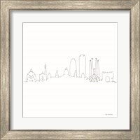 Framed 'One Line Barcelona' border=