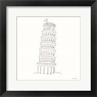 Framed One Line Pisa Tower Italy