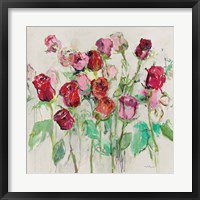 Framed Wild Roses Warm Gray