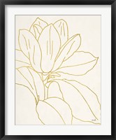 Framed Gold Magnolia Line Drawing v2 Crop