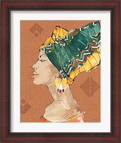 Framed 'African Flair VII Warm' border=