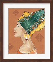 Framed 'African Flair VII Warm' border=