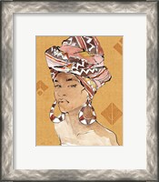 Framed 'African Flair VI Warm' border=