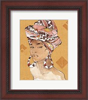 Framed 'African Flair VI Warm' border=