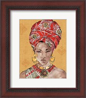 Framed 'African Flair IV Warm' border=