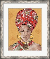 Framed 'African Flair IV Warm' border=