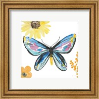 Framed 'Beautiful Butterfly III Blue No Words' border=