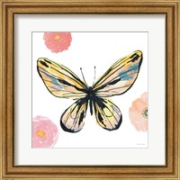 Framed 'Beautiful Butterfly II Teal No Words' border=