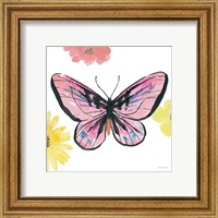 Framed 'Beautiful Butterfly I Pink' border=