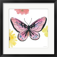 Framed 'Beautiful Butterfly I Pink' border=