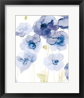 Framed 'Delicate Poppies III Blue' border=