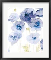 Framed Delicate Poppies III Blue