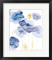 Framed 'Delicate Poppies II Blue' border=