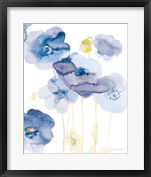 Framed Delicate Poppies II Blue