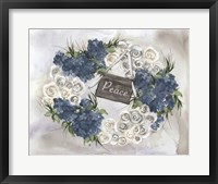 Framed Hydrangea Wreath Blue