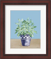 Framed 'Herb Garden V White Navy' border=