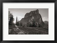 Framed Boulder Pass Glacier National Park BW