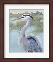 Framed 'Blue Heron Portrait I' border=