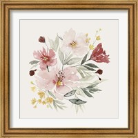 Framed 'Pink Posy Dance II' border=