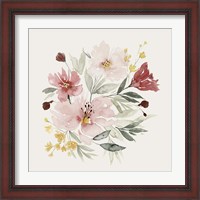 Framed 'Pink Posy Dance II' border=