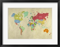 Framed Modern Map of the World