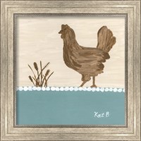 Framed 'Out to Pasture I  Brown Chicken' border=