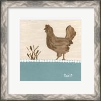 Framed 'Out to Pasture I  Brown Chicken' border=