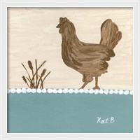 Framed 'Out to Pasture I  Brown Chicken' border=
