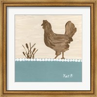 Framed 'Out to Pasture I  Brown Chicken' border=