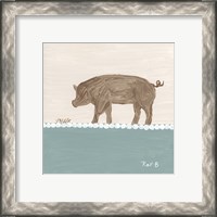 Framed 'Out to Pasture III  Brown Pig' border=